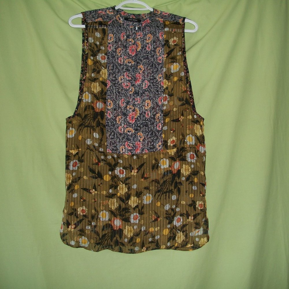 Isabel Marant Multicolor Silk Floral Sheer Sleeveless Alika Blouse